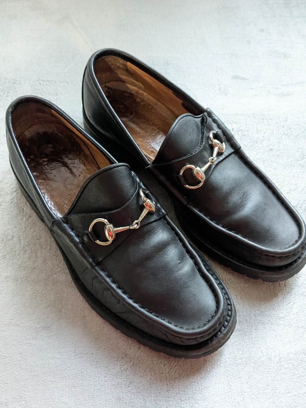 Gucci Classic Black Leather Men's Horsebit Loafers US 8.5
